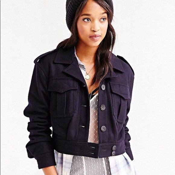 BDG. Eisenhower Navy Cropped Wool Jacket, Sz XS - Picture 6 of 8